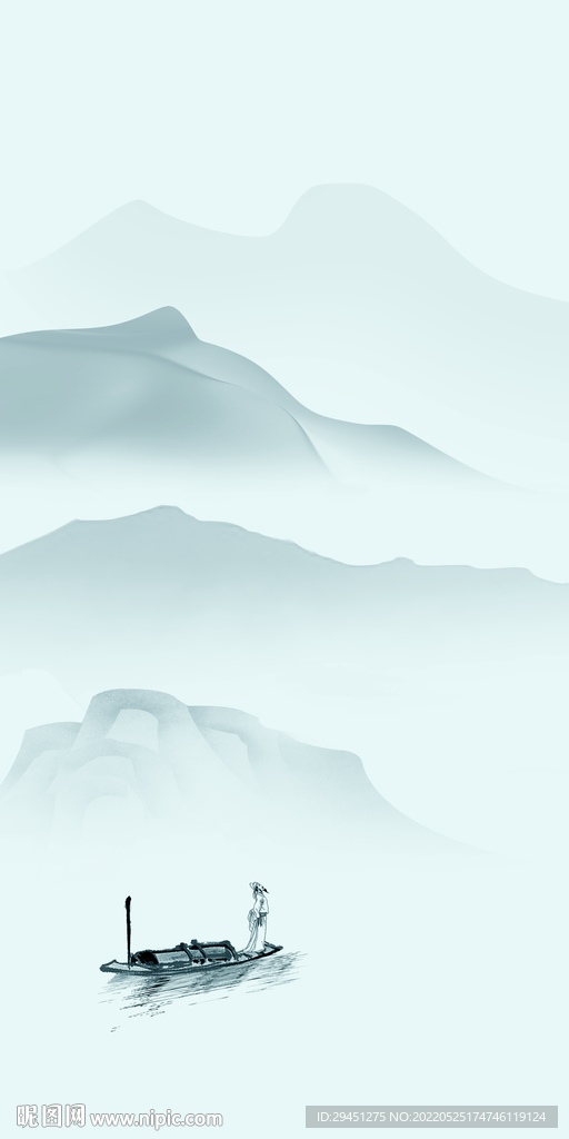 意境 中式山水框画 Tif分层