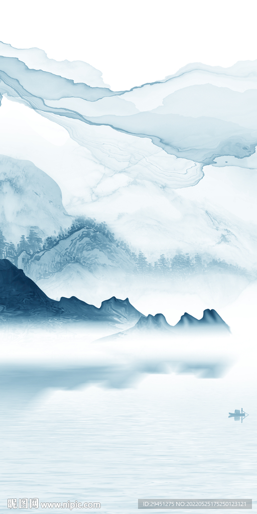 别墅现代山水框画 Tif分层