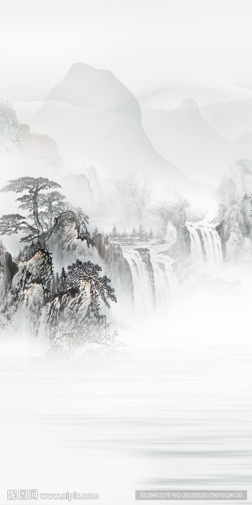 爆款现代山水框画 Tif分层