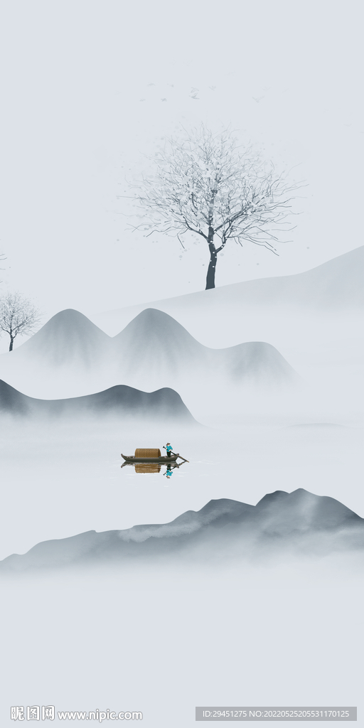 高雅现代山水框画 Tif分层