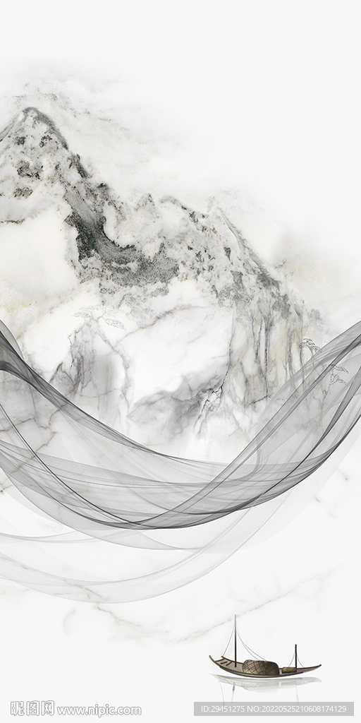 高端现代山水框画 Tif分层