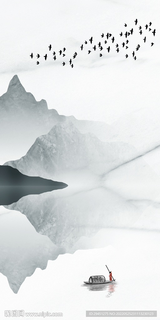 高档 现代山水框画 Tif分层