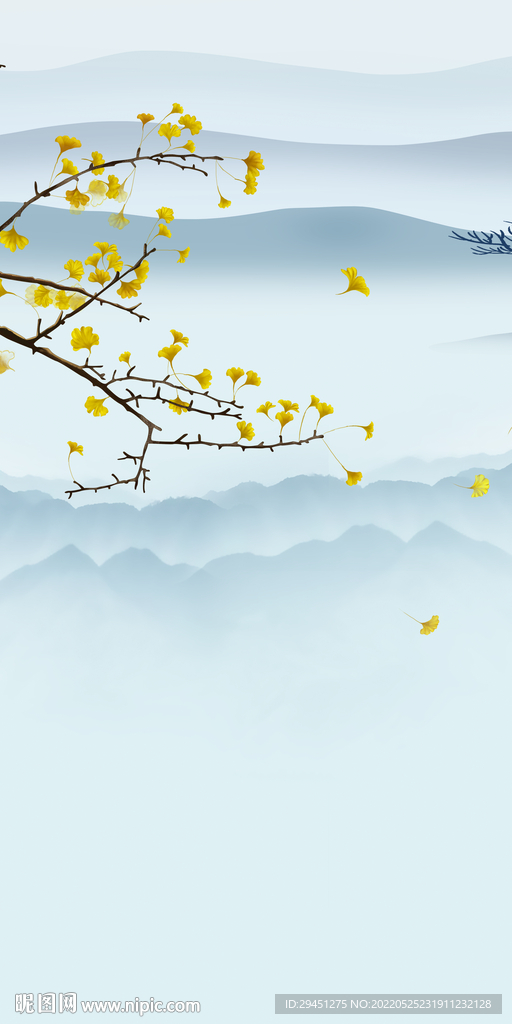 银杏 新品山水玄关 tif分层