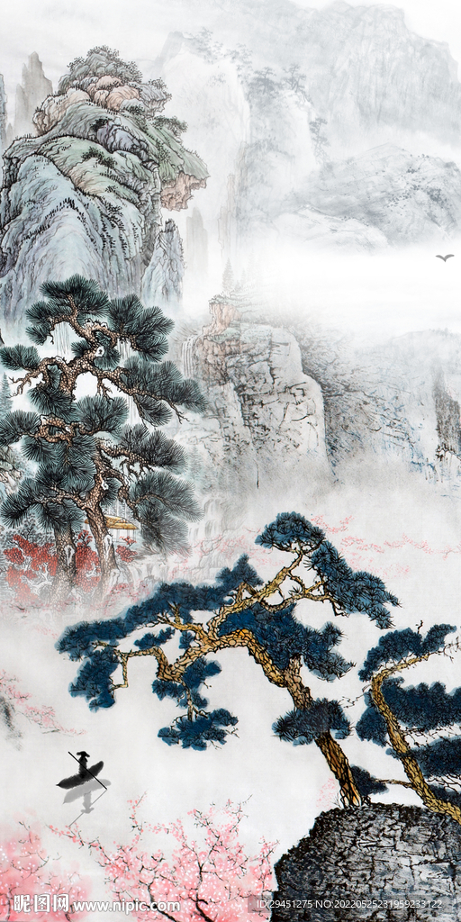 新中式新品山水玄关 tif分层