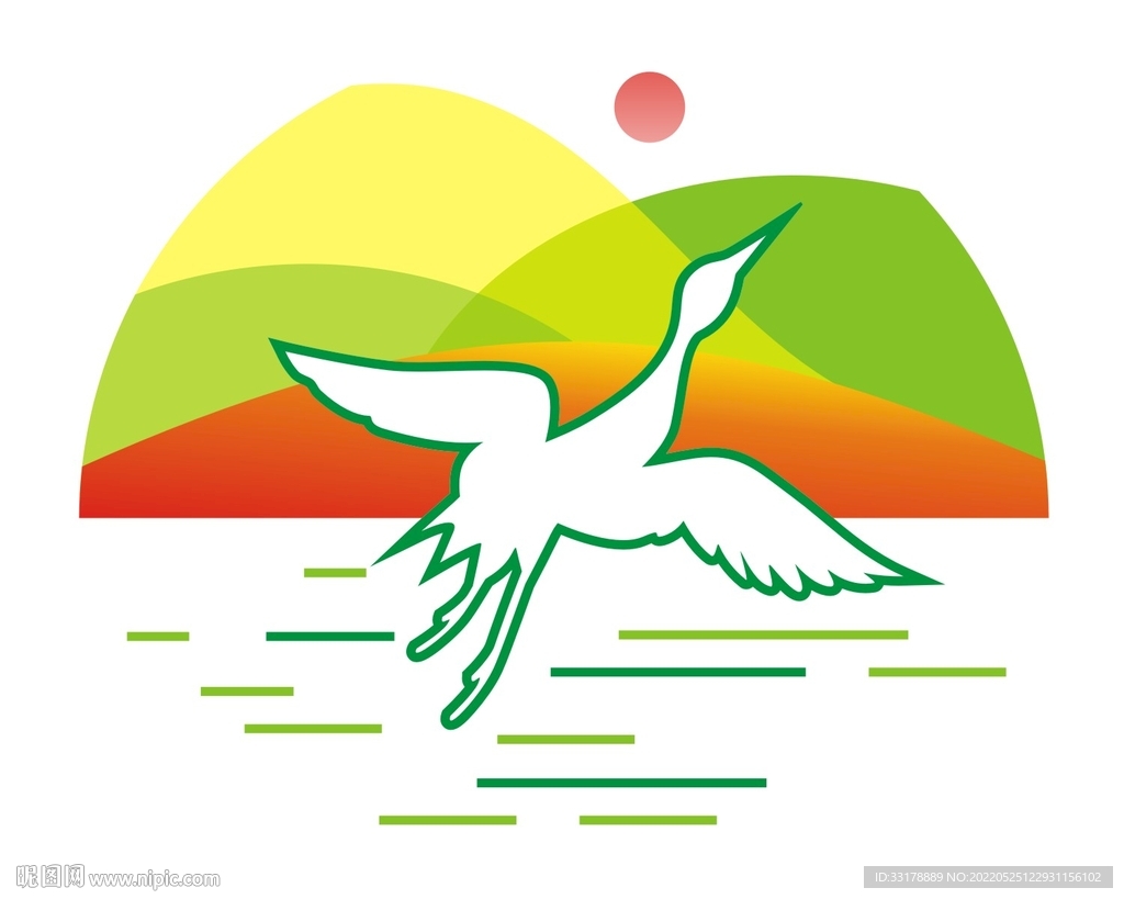 中国风创意古典山纹祥云纹飞鹤