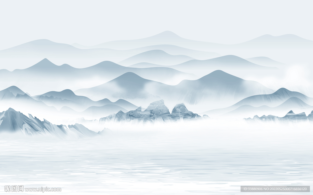 客厅现代意境山水 tif分层