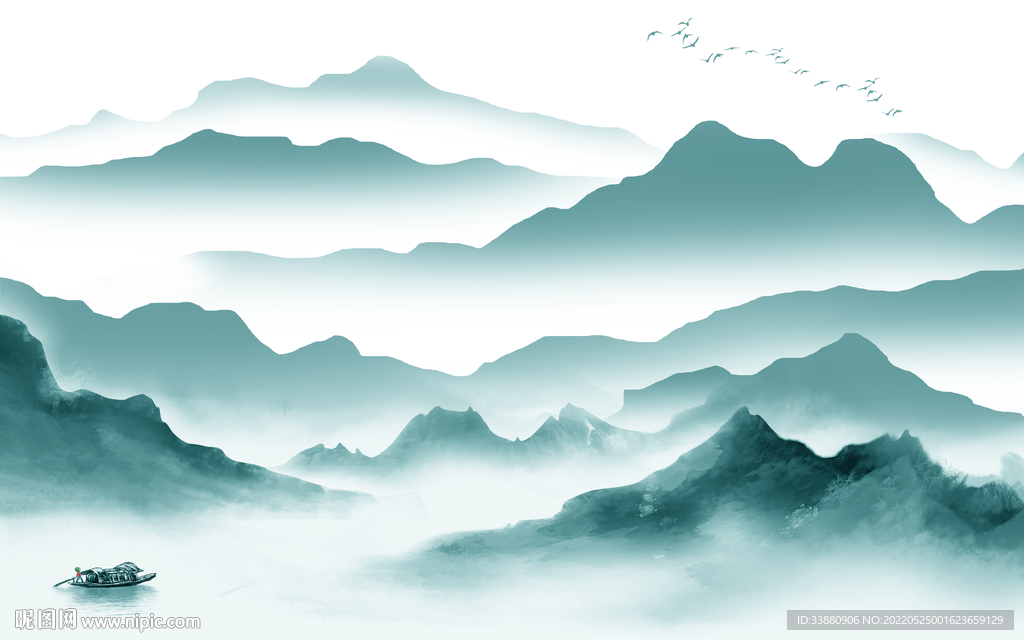 中国风现代意境山水 tif分层