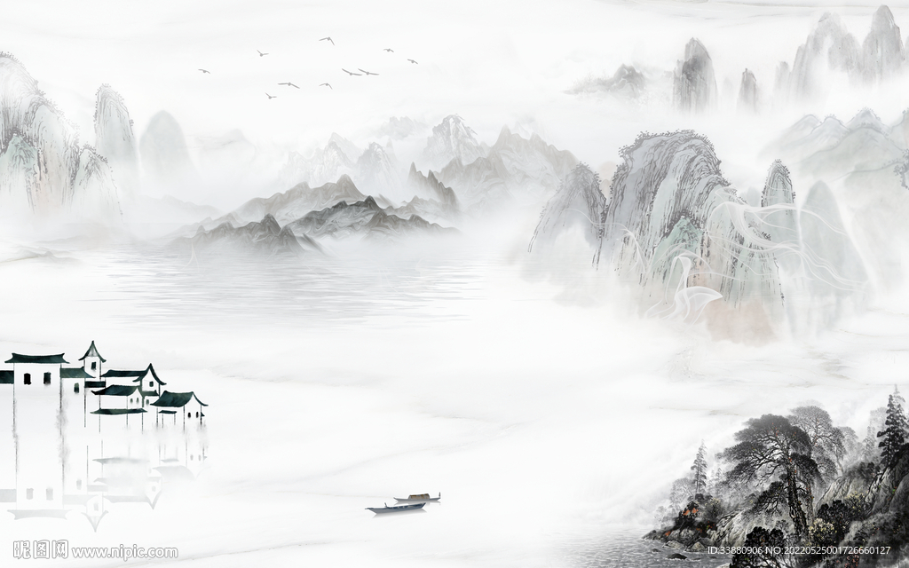 爆款现代意境山水 tif分层