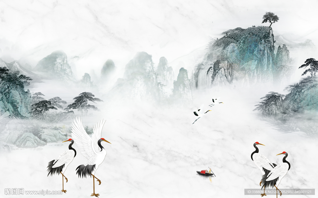 中式现代意境山水 tif分层