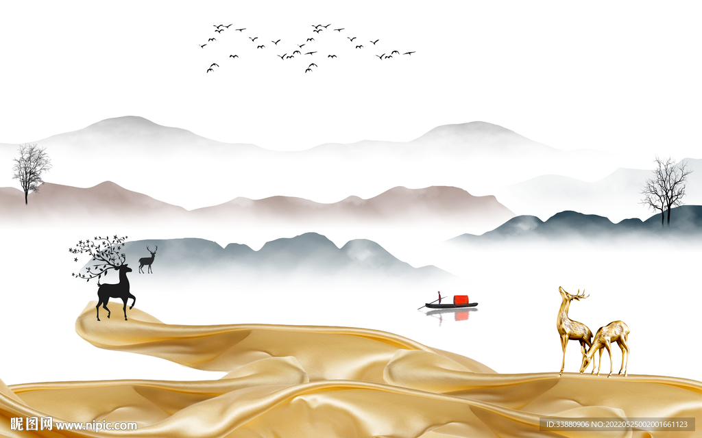 豪华现代意境山水 tif分层