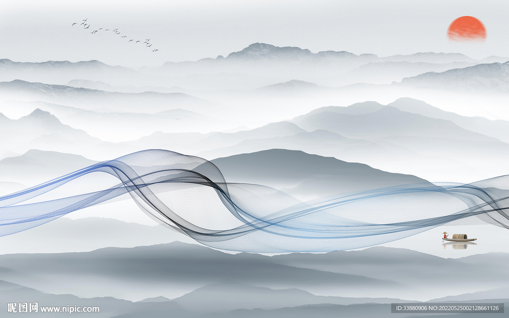 最新现代意境山水 tif分层