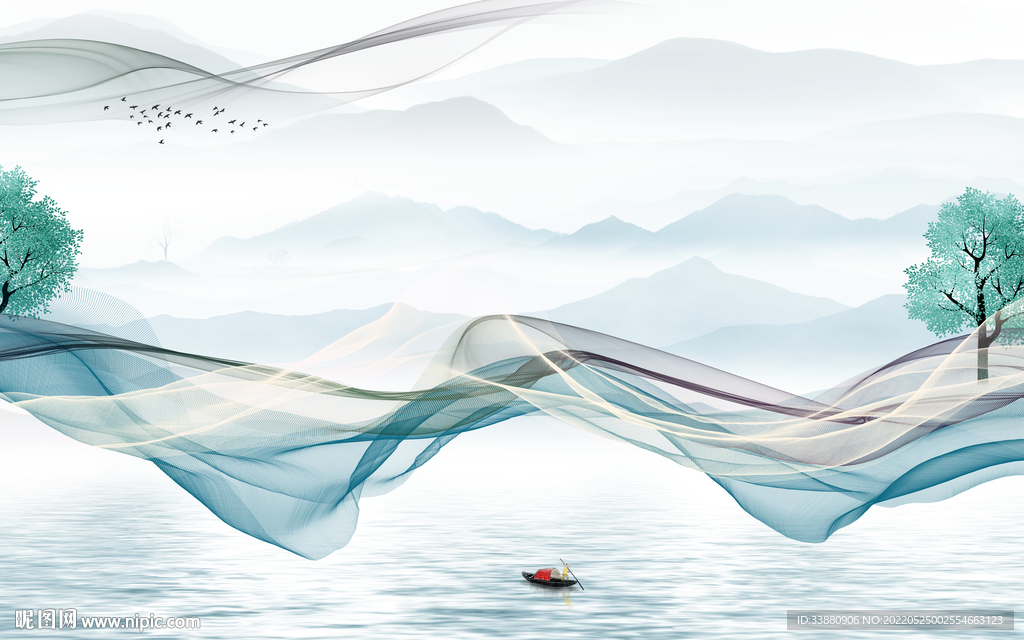 新中式现代意境山水 tif分层