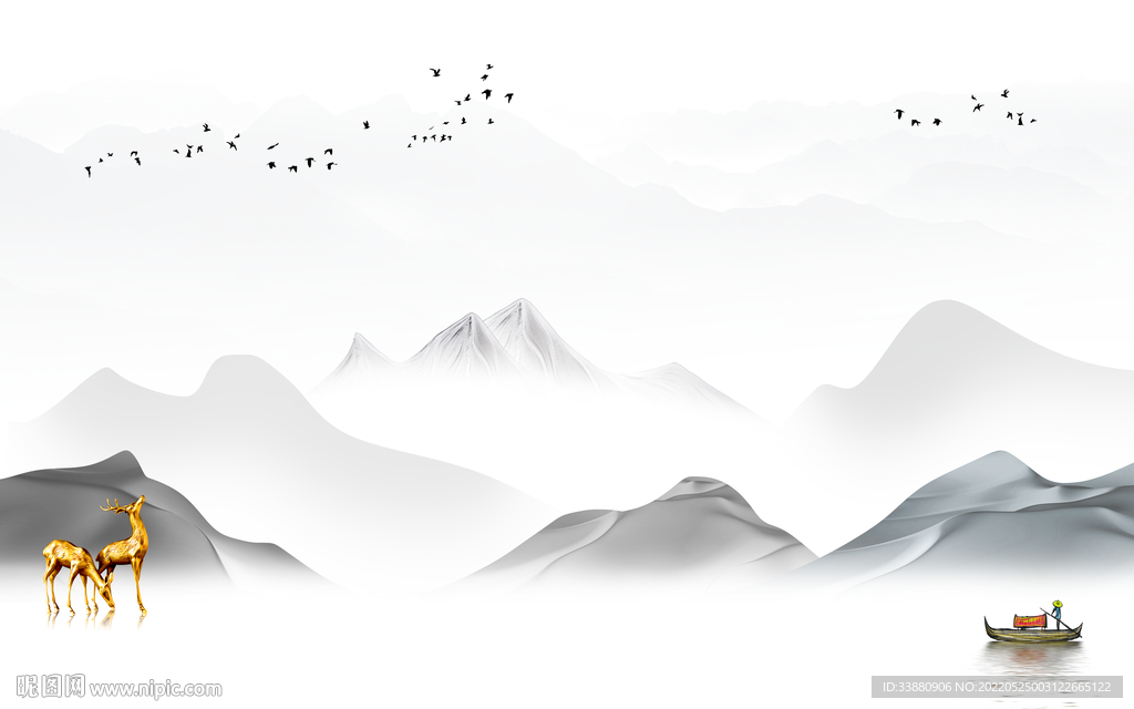 高端现代意境山水 tif分层