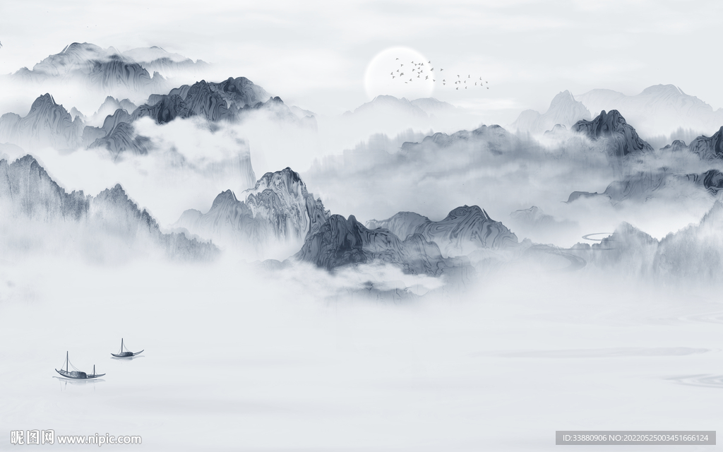 高雅现代意境山水 tif分层