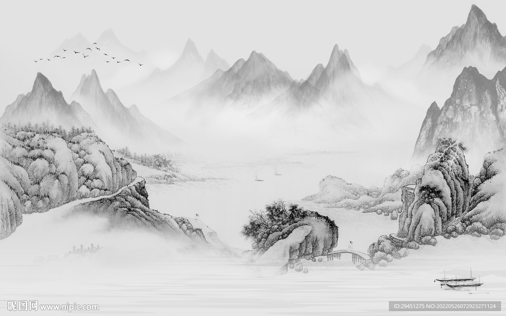 新上架爆款现代山水 tif分层