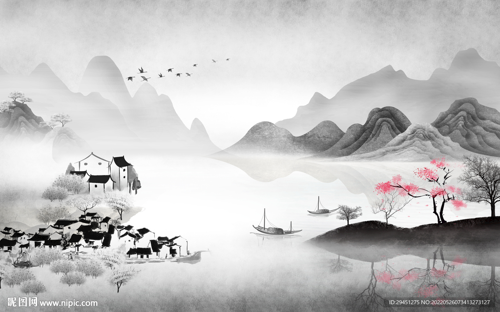 江南爆款现代山水 tif分层