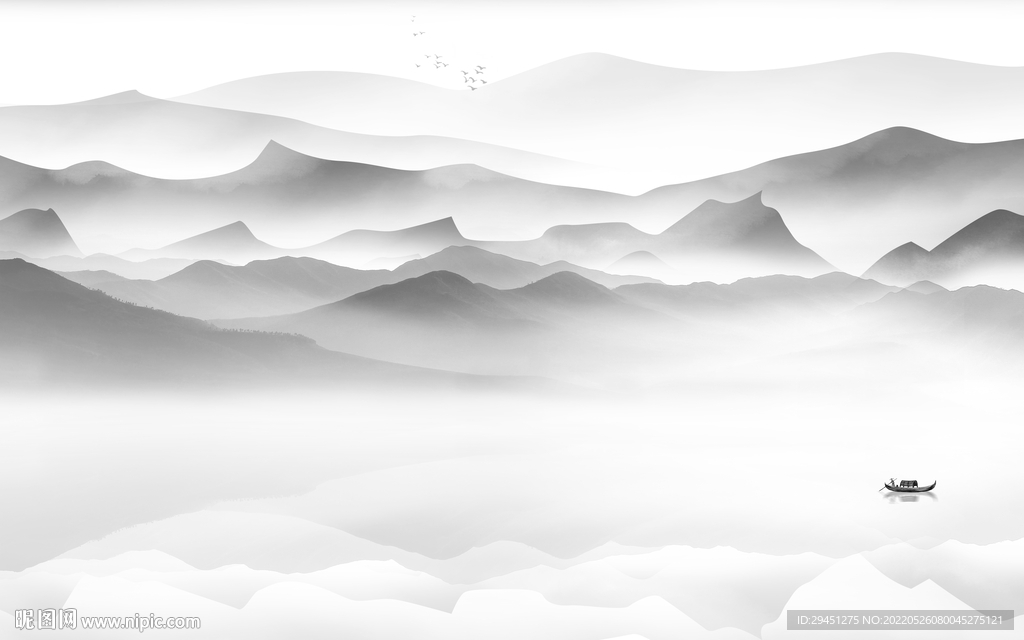 中式 爆款现代山水 tif分层