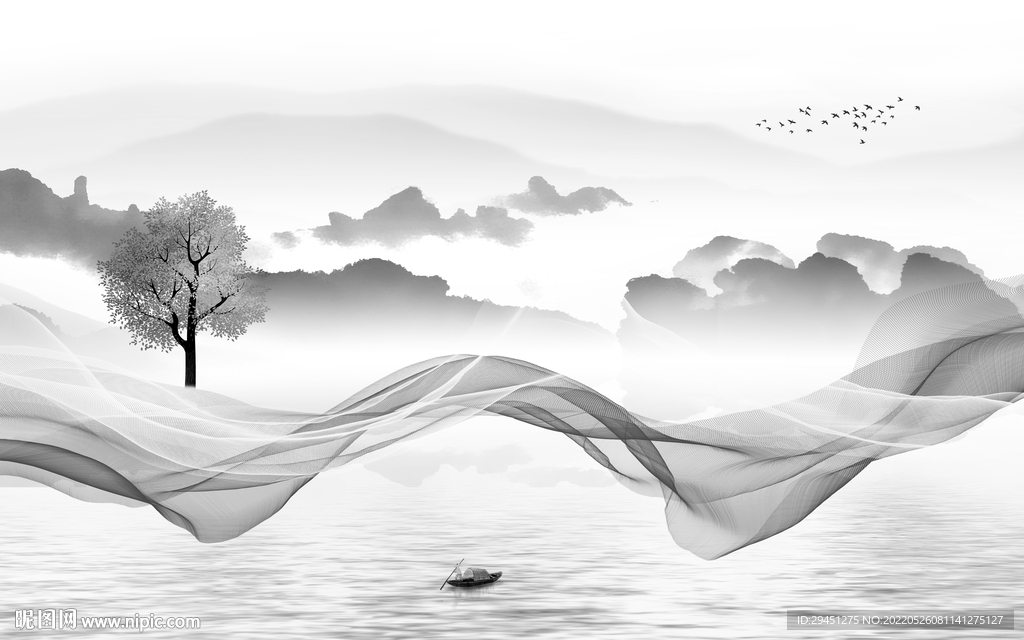 大气 爆款现代山水 tif分层