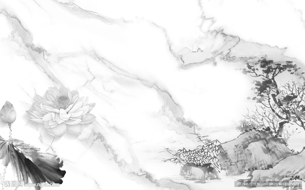 爵士白爆款现代山水 tif分层