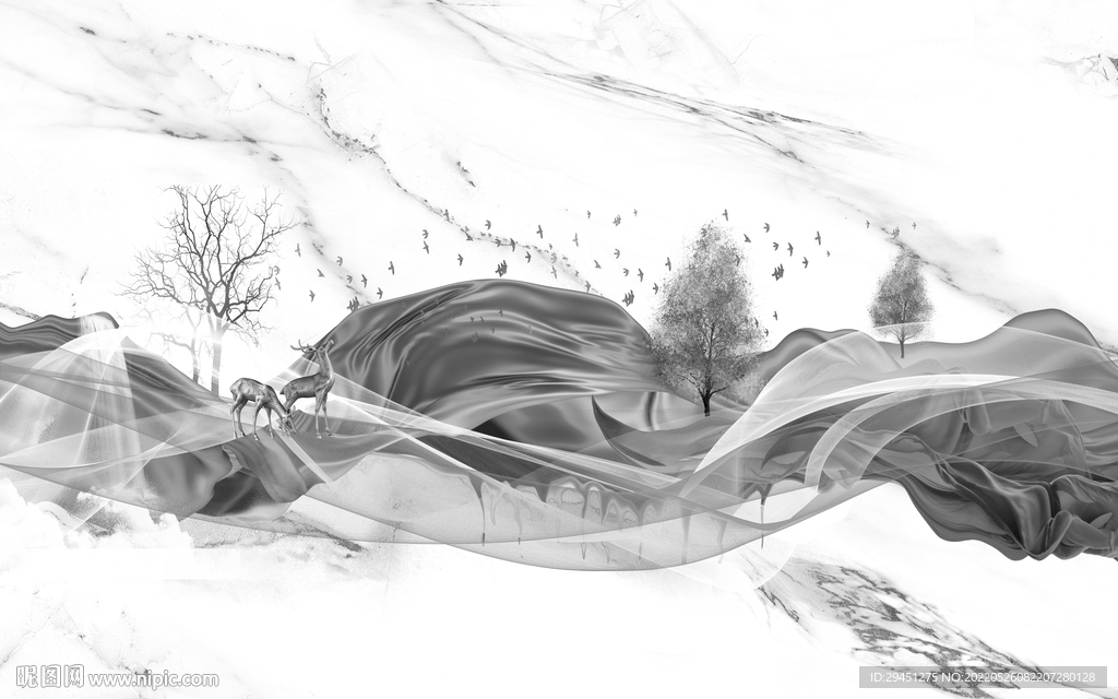 大气欧式无框墙画 TIF分层