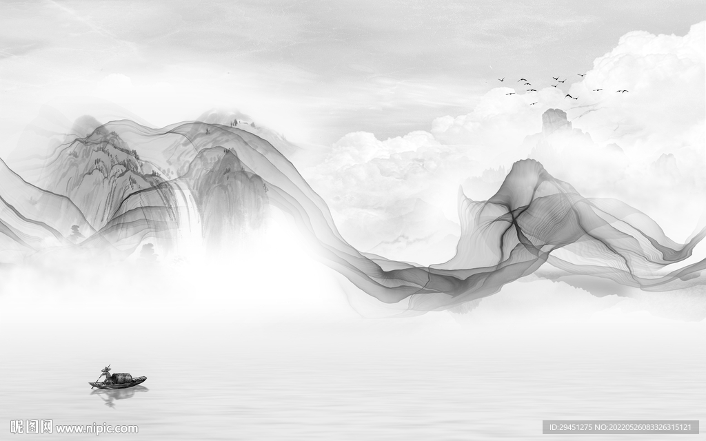 别墅高端灰色山水 tif分层