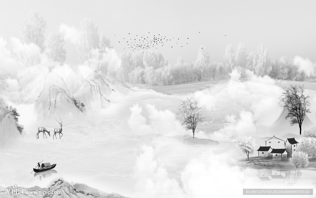 高档 爆款现代山水 tif分层