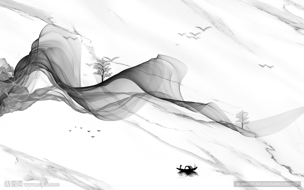 爵士白极简灰色墙画 tif分层