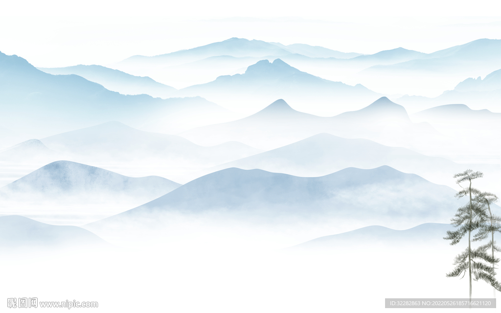 别墅 新意境山水画 TIf分层