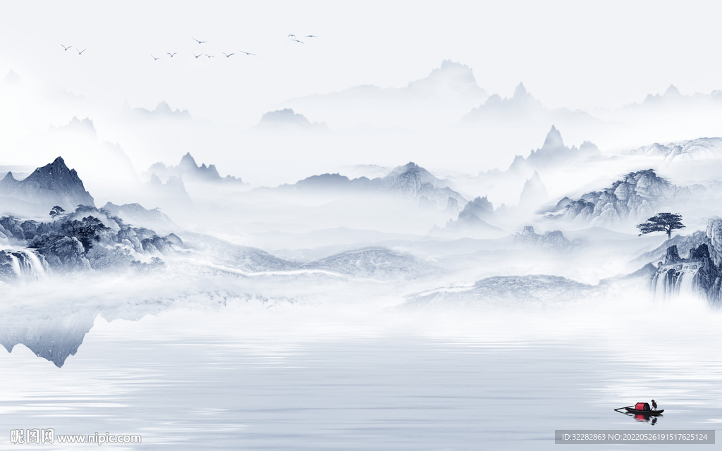 简约新意境山水画 TIf分层