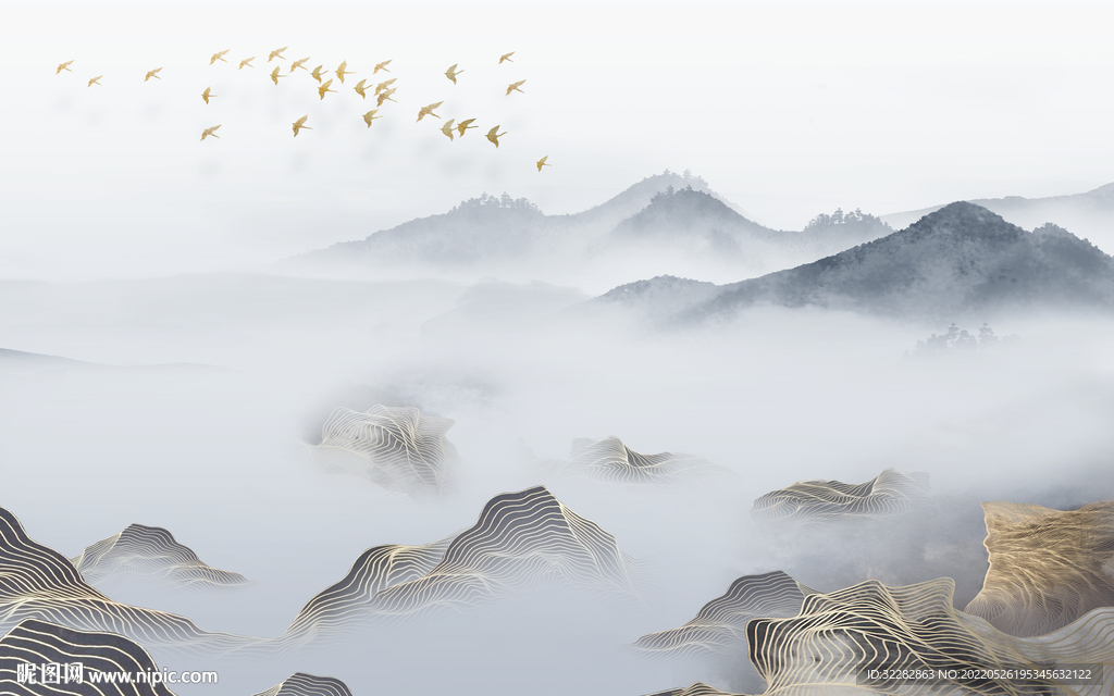 现代 新意境山水画 TIf分层