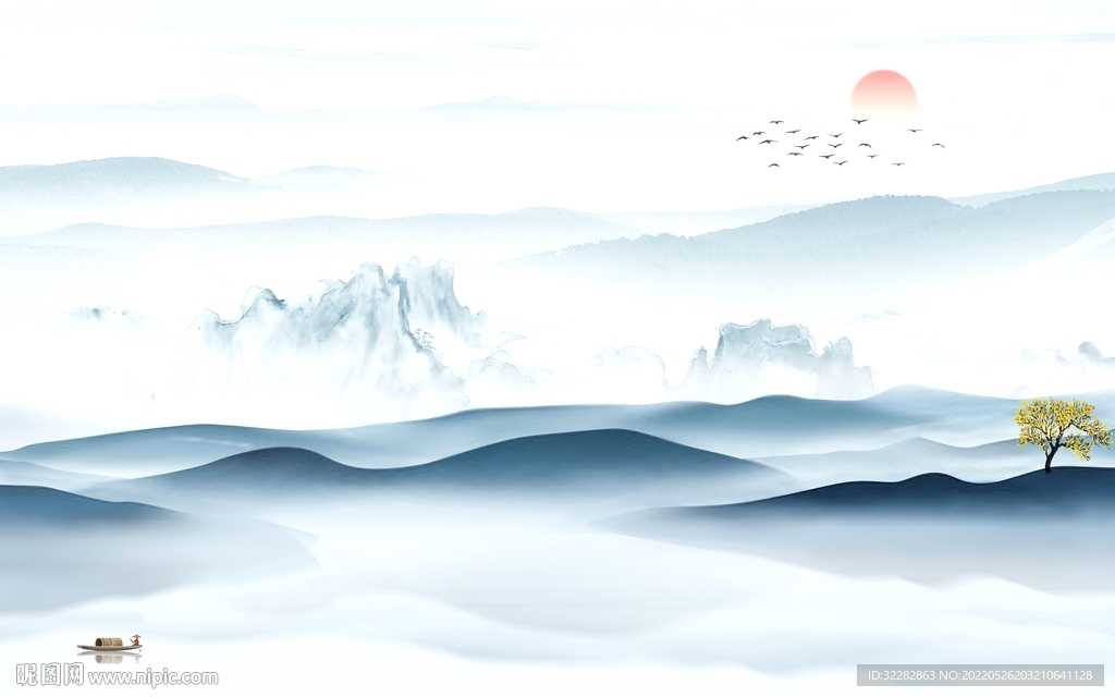 客厅最新中式山水 TIf分层