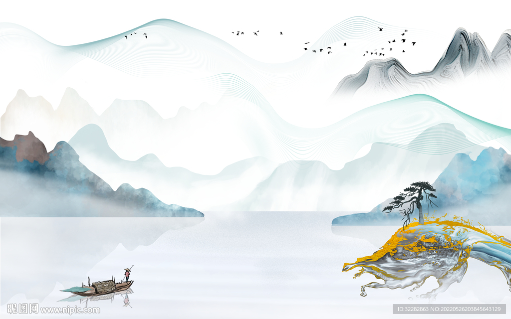 爆款最新中式山水 TIf分层