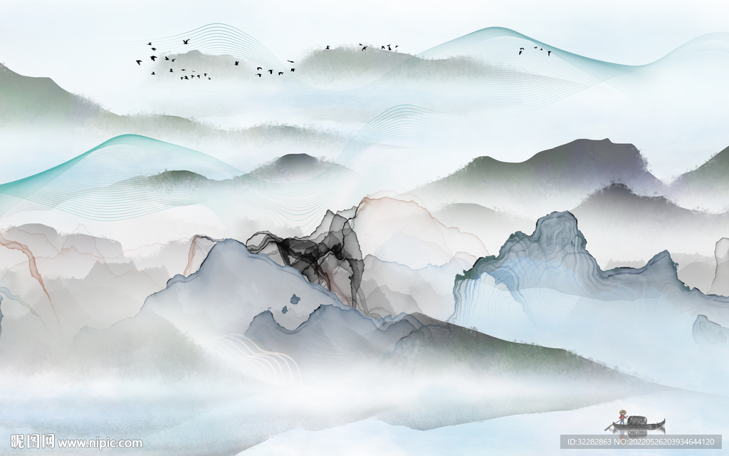 新品最新中式山水 TIf分层