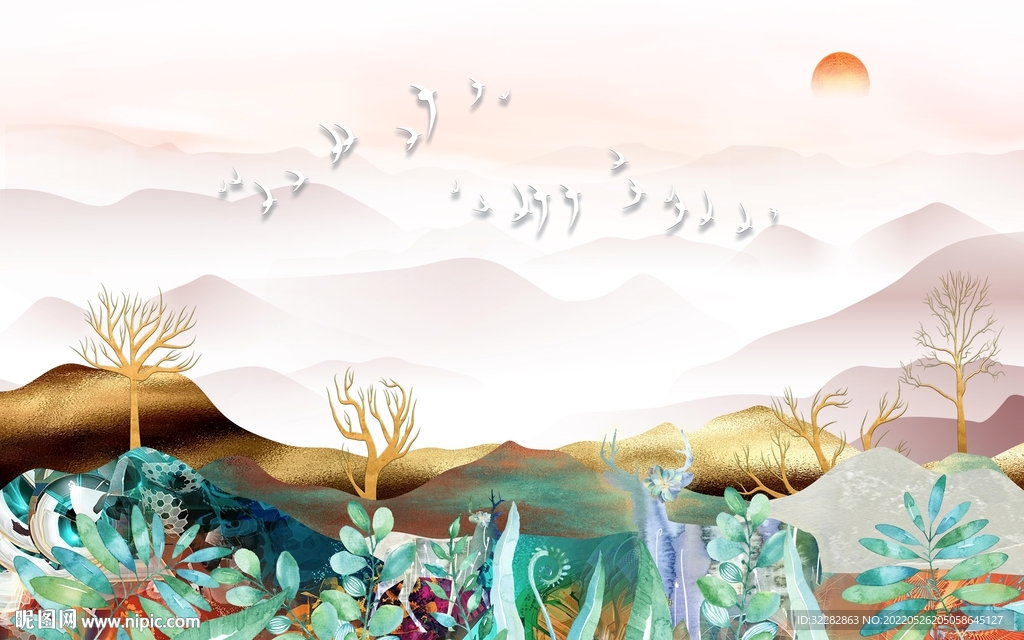 高端最新中式山水 TIf分层