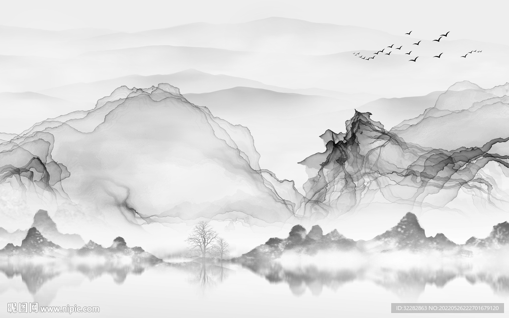 别墅 最新灰色山水 Tif分层