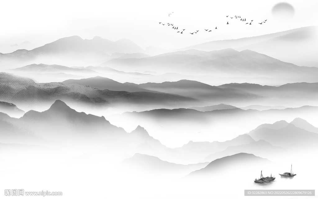 新品最新灰色山水 Tif分层