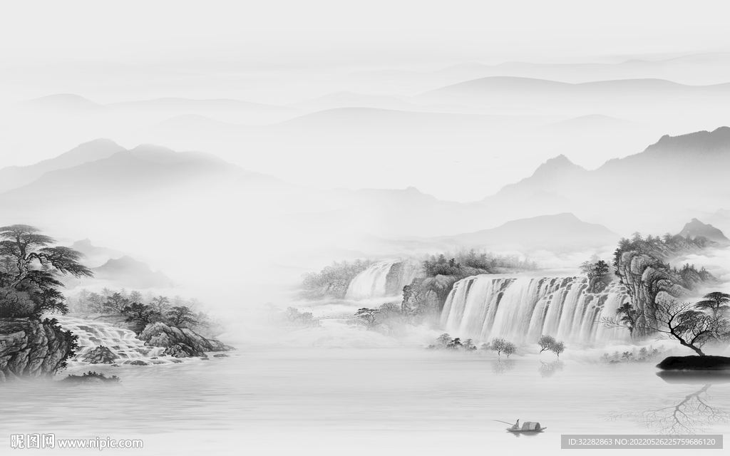 高档 最新灰色山水 Tif分层