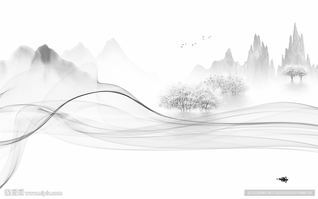 大气灰色客厅山水 TIf分层