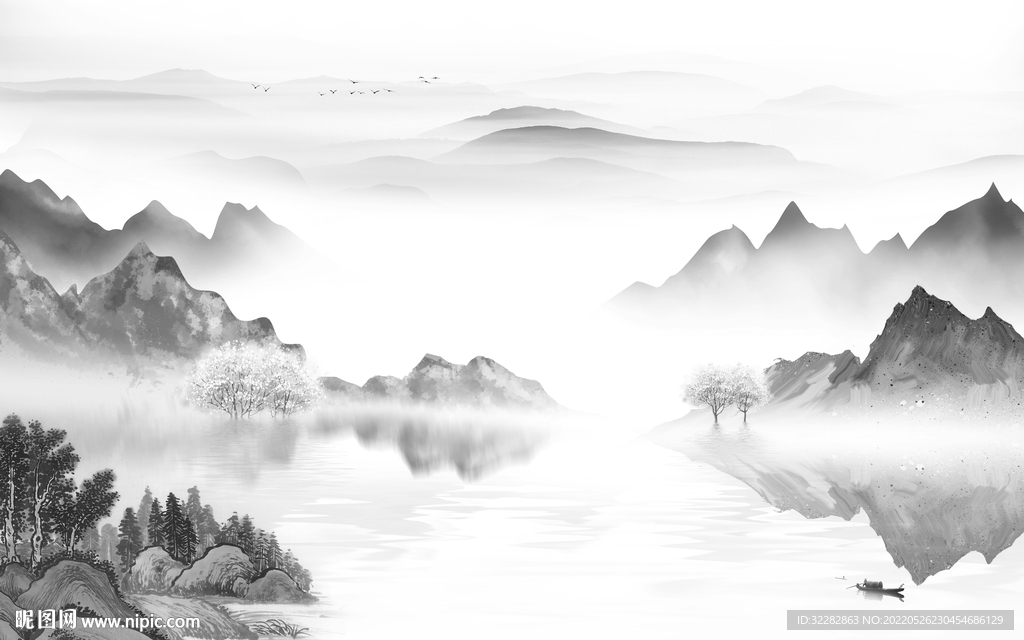 意境灰色客厅山水 TIf分层