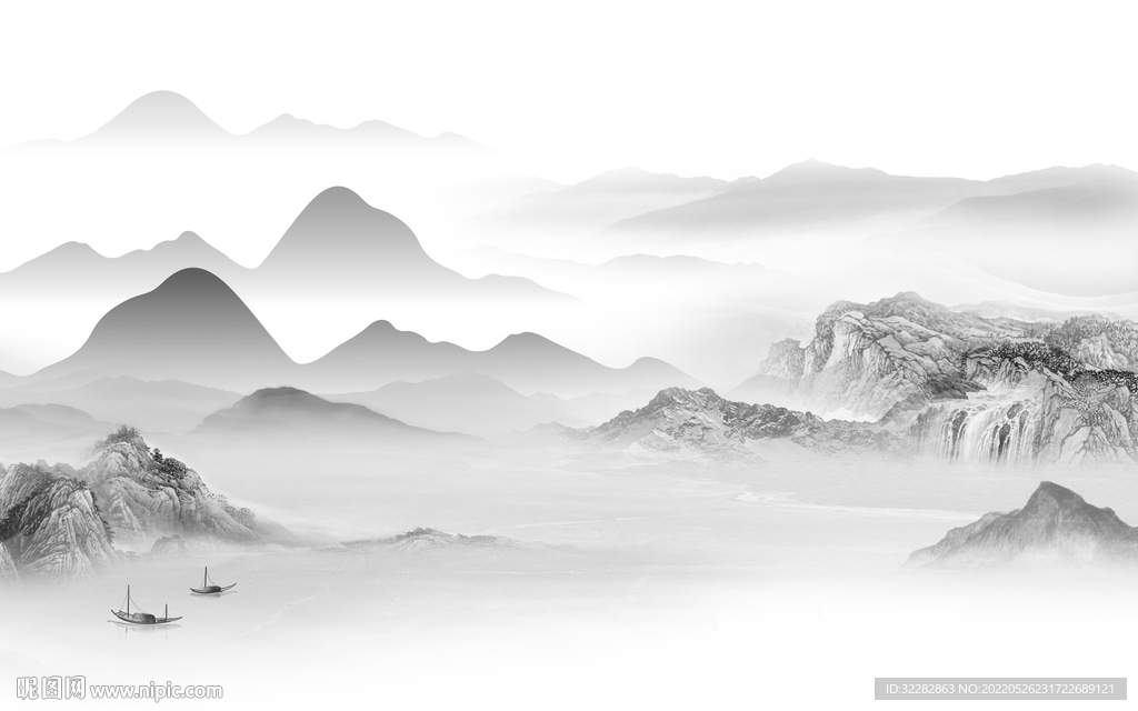 简约灰色客厅山水 TIf分层