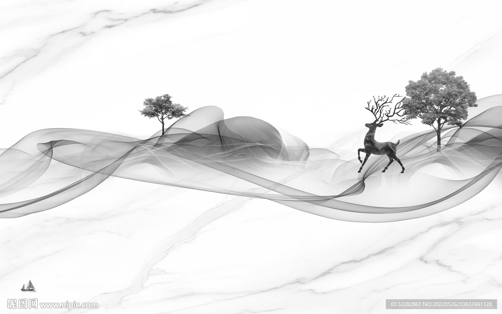 高雅灰色客厅山水 TIf分层