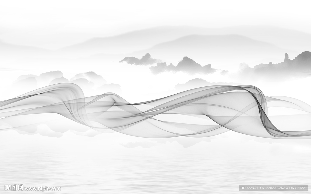 最新灰色客厅山水 TIf分层