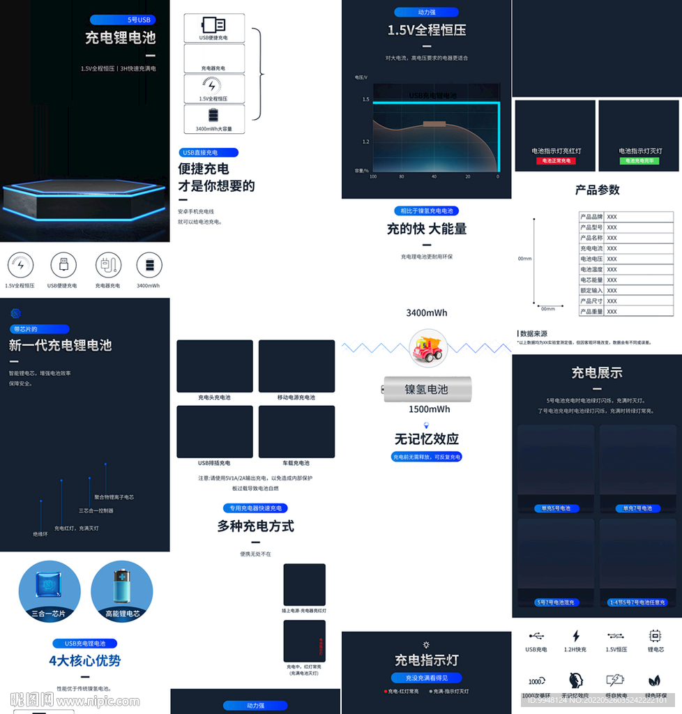 锂电池蓄电瓶充电电池详情页描述