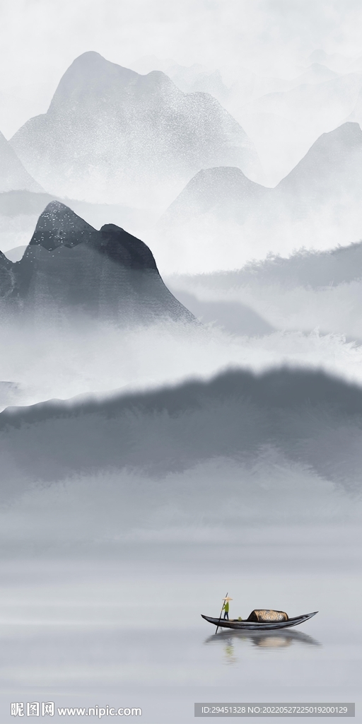 别墅意境玄关山水 Tif分层