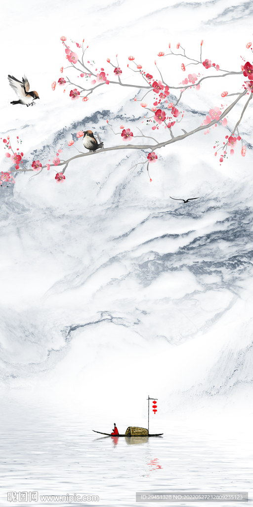 花鸟 简约人气山水 TIf分层