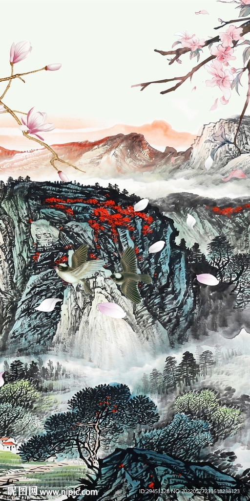 现代简约人气山水 TIf分层