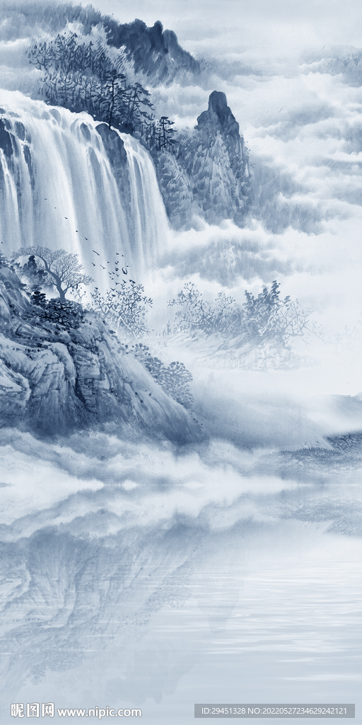 蓝色 新高清玄关画 TIf分层