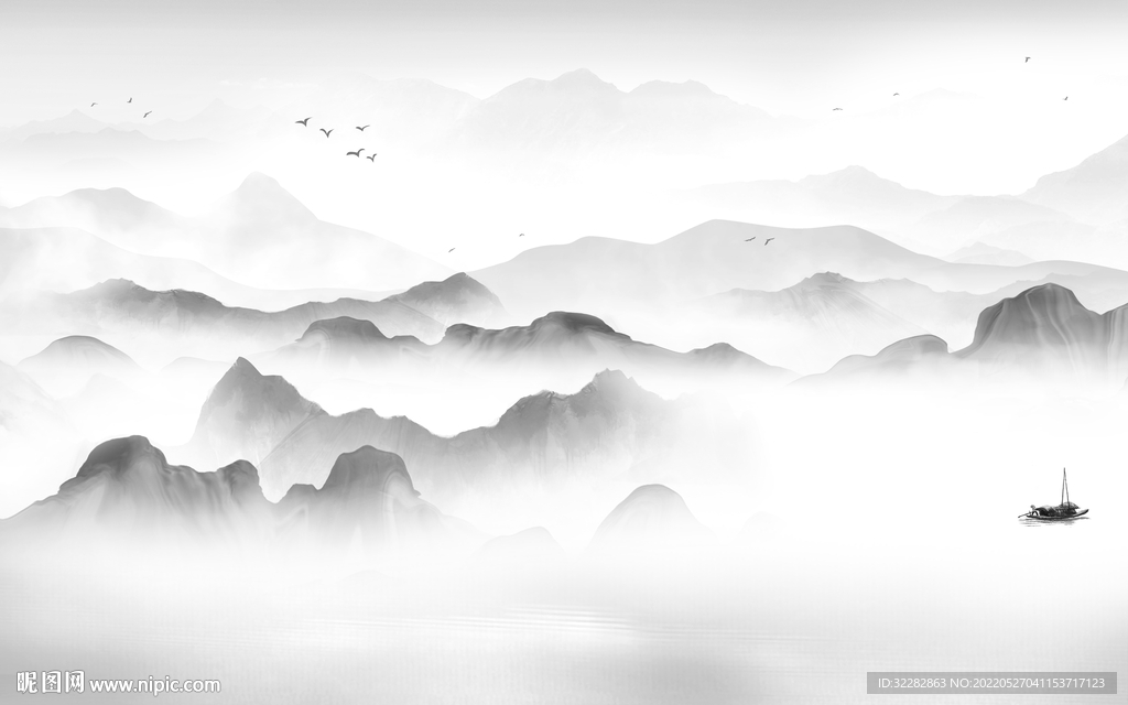 灰色 高端新山水画 TIf分层