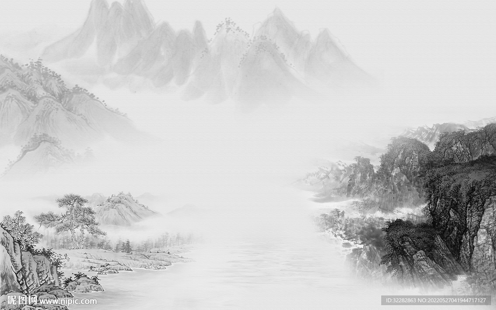 别墅 高端客厅山水 TIf分层