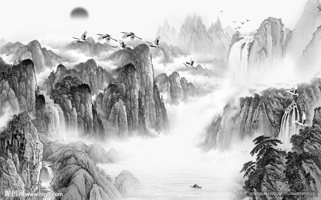 国画 高端客厅山水 TIf分层